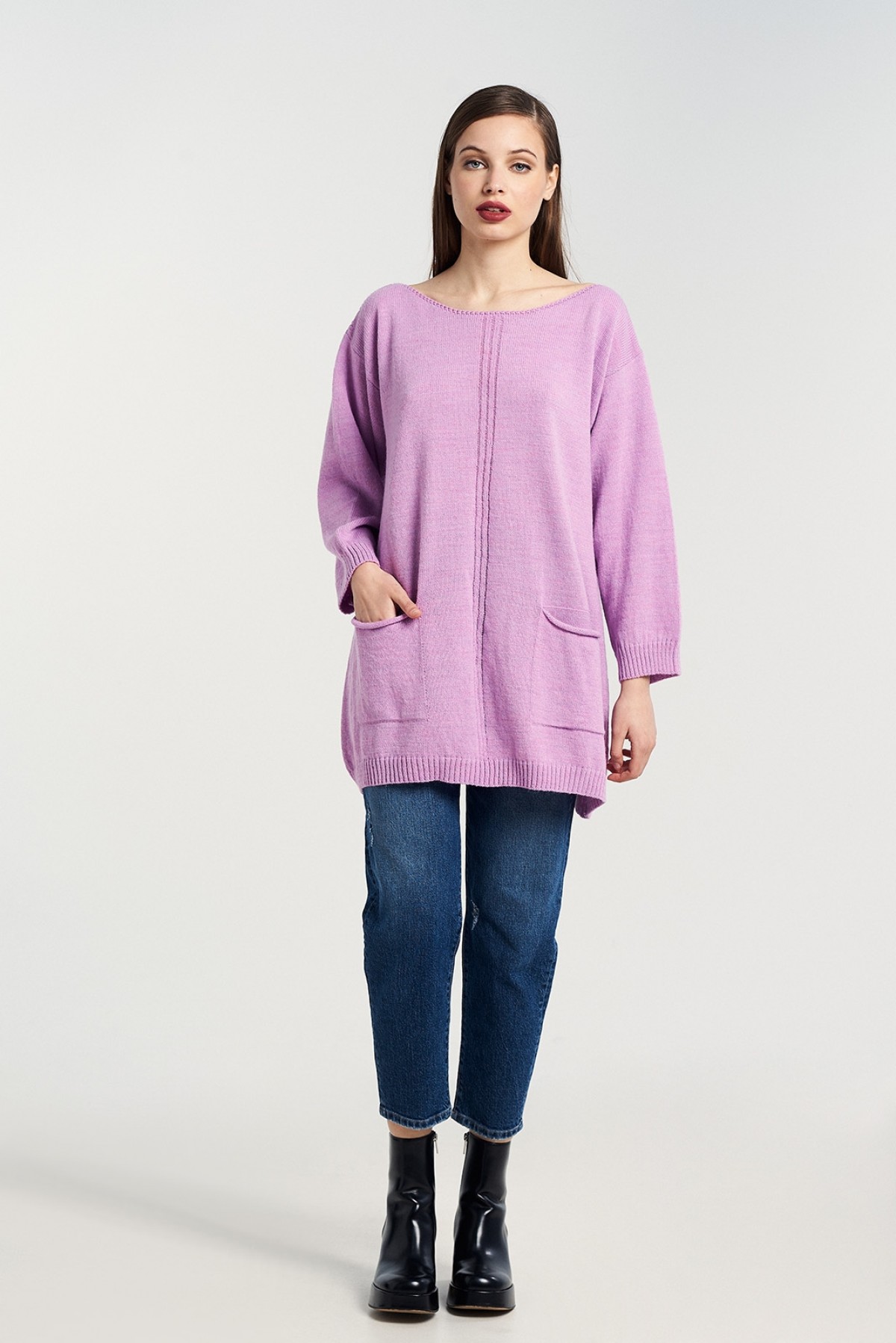 WOOL SWEATER WITH POCKETS IN LAVENDER