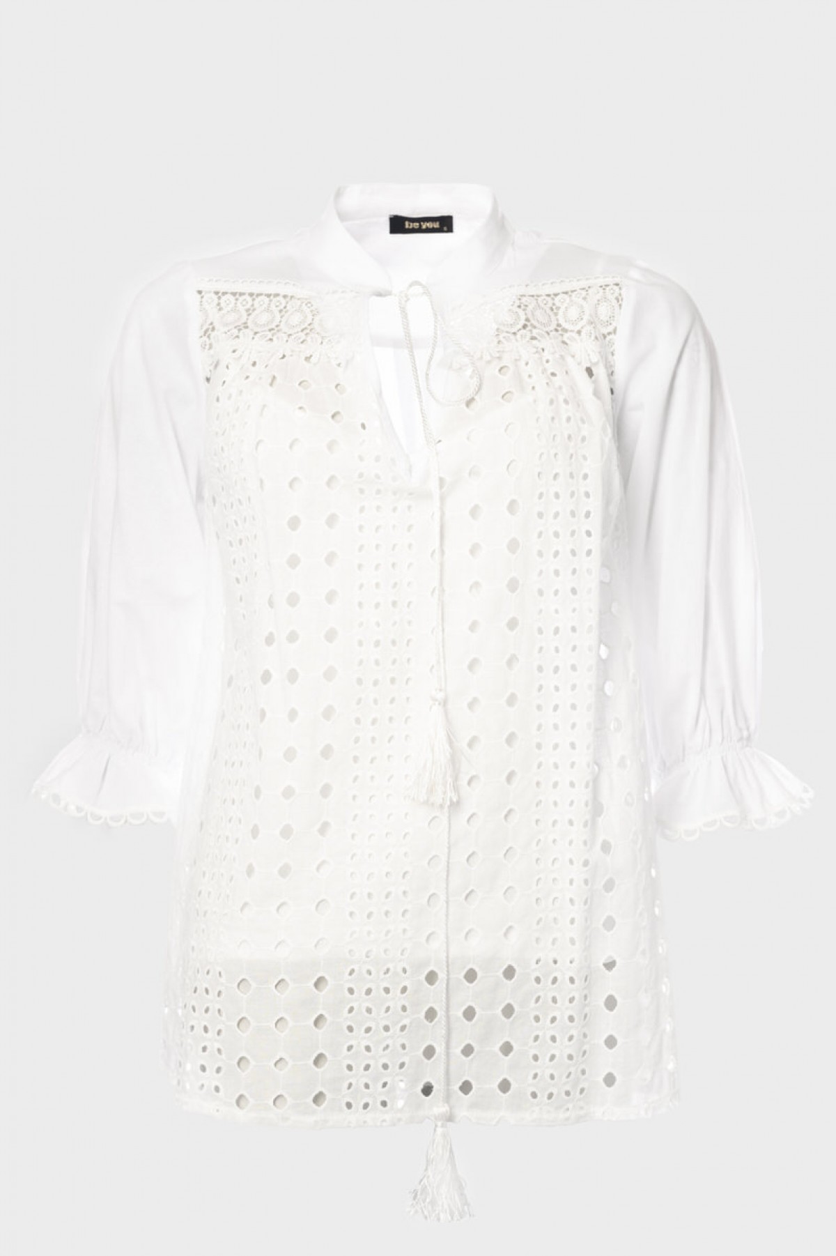 WHITE BRODERIE SHIRT TOP